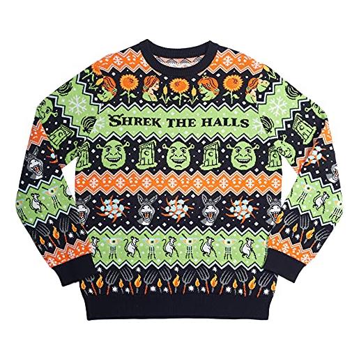 Numskull maglione natalizio ufficiale shrek unisex lavorato a maglia (xxs - 5xl) - brutto regalo di natale, shrek, m
