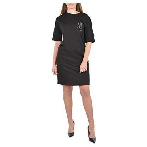 Armani Exchange studded icon logo t-shirt dress vestito, donna, nero, m