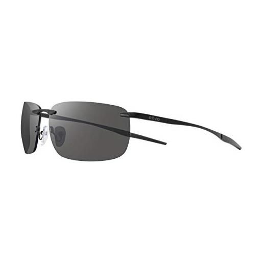 Revo occhiali da sole descend z: lenti senza montatura polarizzate con aste in acciaio inossidabile, montatura nera satinata con lenti in grafite
