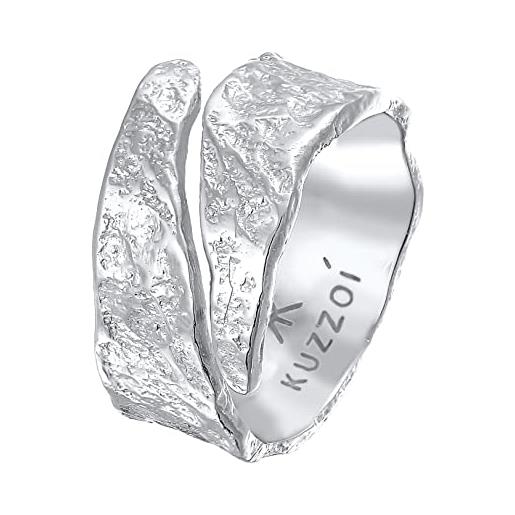 Kuzzoi anello da uomo con design strutturato usato, anello a fascia in argento sterling 925, massiccio (12 mm), anello da uomo