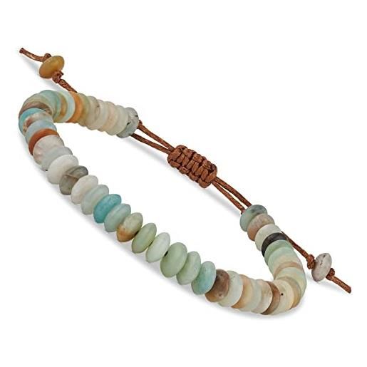 BENAVA bracciale yoga da donna perline di amazzonite con perline artigianali turchese | bracciale di pietre dure per la meditazione | 16-24 cm