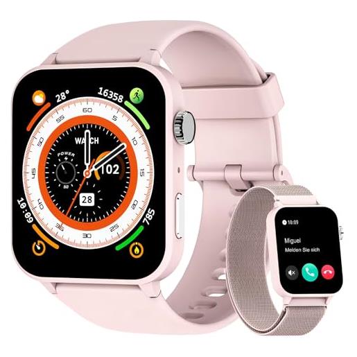 Blackview smartwatch donna, orologio con effettua e risposta chiamate, 1,85'' orologio intelligente fitness con monitoraggio del sonno/spo2/ frequenza cardiaca, smart watch contapassi per android ios