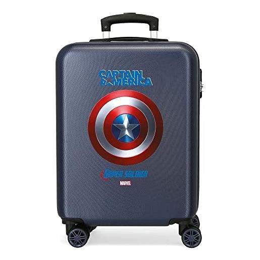 Marvel avengers sky avengers trolley cabina azzurro 37x55x20 cms rigida abs chiusura a combinazione numerica 34l 2,6kgs 4 doppie ruote bagaglio a mano