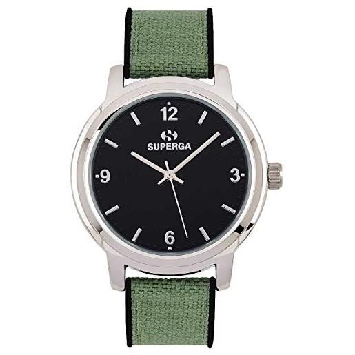 Superga_ superga stc004 - orologio da uomo con quadrante analogico, cinturino in nylon, colore verde nero