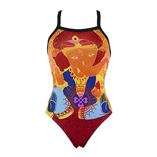 MIWS india costume da nuoto, da donna, multicolore, blu/marrone/arancione, xxs