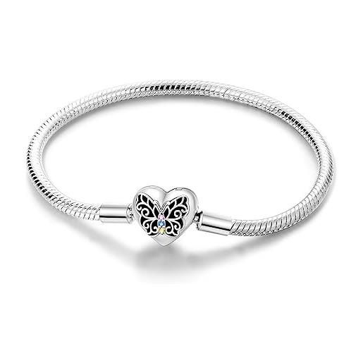 Hapour bracciale charms in argento 925 per donne farfalla migliore amico cuore luna e stella bracciale charms a catena di serpente con 5a cubic zirconia