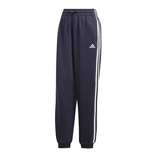 adidas essentials 3-stripes french terry loose-fit pants pantalone, legend ink/white, xs women's