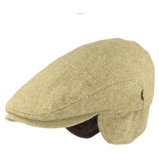 Hut Breiter breiter berretto invernale da uomo con paraorecchie, con visiera flatcap, 100% lana con paraorecchie pieghevole, delicato sulla pelle e confortevole, oliv bavaria, 59