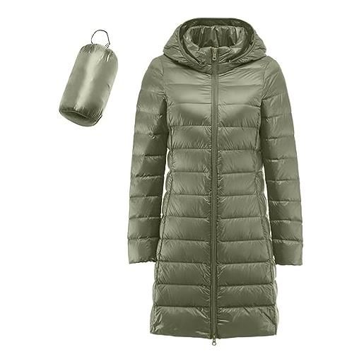 Kobilee piumino 100 grammi donna leggero lungo cappotto giubbotto imbottito ripiegabile antivento piumino giacca invernale con cappuccio trapuntato giubbino mezza stagione