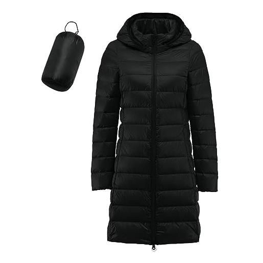 Kobilee piumino 100 grammi donna leggero lungo cappotto giubbotto imbottito ripiegabile antivento piumino giacca invernale con cappuccio trapuntato giubbino mezza stagione