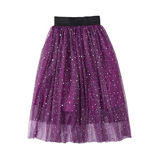 Verve Jelly gonna tutù per bambini per ragazze gonna al ginocchio carina con elastico in vita gonne in tulle per feste da principessa set 140 salse viola 9-10 anni