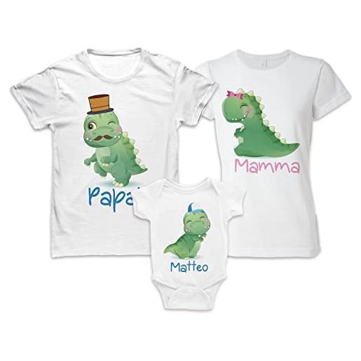 Bulabadoo tris magliette e body bimbo - nome personalizzabile - dinosauri - dinosauro - sauro - famiglia - figlio - maschietto - famiglia - t-shirt coordinate