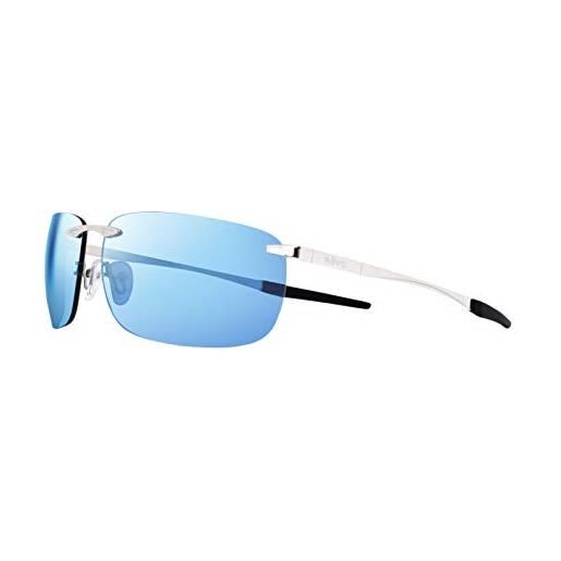 Revo occhiali da sole descend z: lenti senza montatura polarizzate con aste in acciaio inossidabile, montatura in cromo satinato con lenti blu acqua