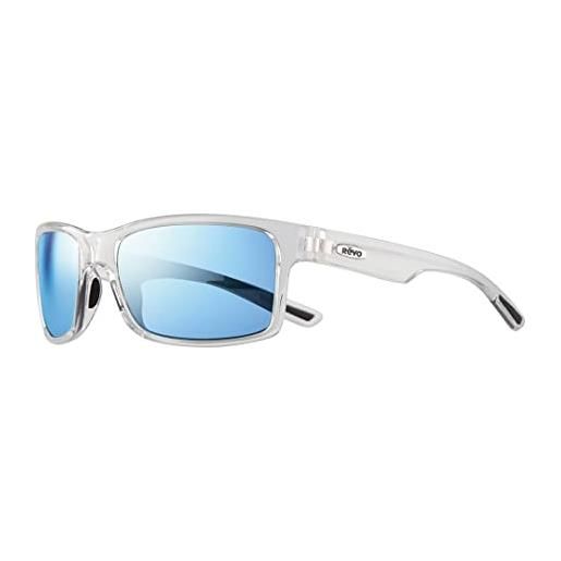 Revo crawler: filtri polarizzati uv, occhiali da sole rettangolari rettangolari ad alte prestazioni, montatura in cristallo trasparente con lente blu acqua (re 1027)