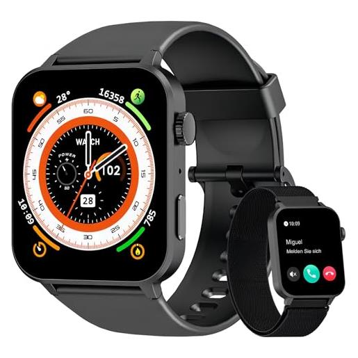 Blackview smartwatch donna uomo, effettua e risposta chiamate, 1,85' orologio intelligente fitness con monitoraggio del sonno/spo2/frequenza cardiaca, smart watch contapassi per android ios