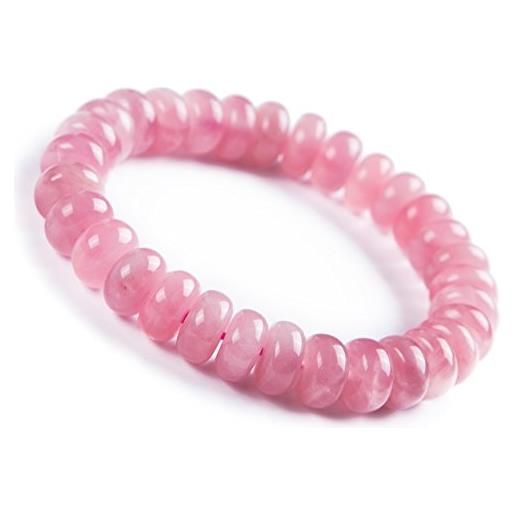 Sudemota armband bracciale donna rosa quarzo rosa naturale perline abacus cristallo elastico 11mm (color: as shown)