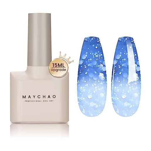 MAYCHAO smalto gel per unghie blu marino-bianco smalto gel soak off lampada per unghie nail art manicure salone fai da te a casa