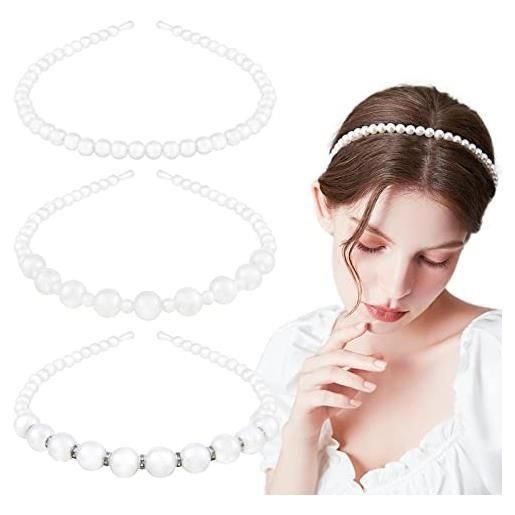 DonLeeving 6 fasce per capelli con perle bianche vintage grandi perle di strass per capelli da sposa, accessori per capelli da sposa, per donne e ragazze