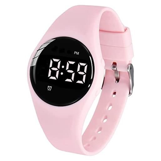 e-vibra orologio con sveglia vibrante impermeabile, silenzioso, con timer e 15 allarmi giornalieri (rosa rotondo, impermeabile), rosa rotondo resistente all'acqua