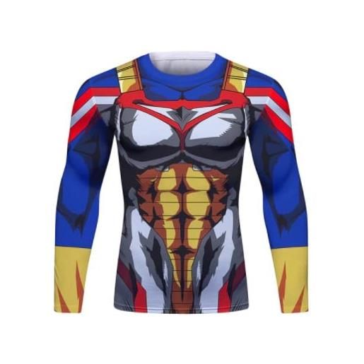 Moit nuovo film anime t-shirt costume compressione supereroe maniche lunghe stampato rash guard palestra surf diving rash guard camicia, 12, xxl