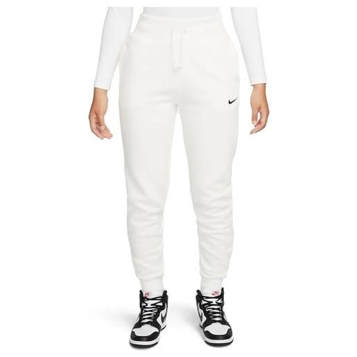 Nike sportswear phoenix fleece - pantaloni da jogging a vita alta da donna, vela/nero, l