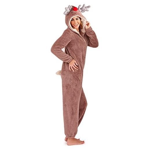 Loungeable Boutique loungeable pigiama intero di natale in morbido pile, da donna adults - reindeer small