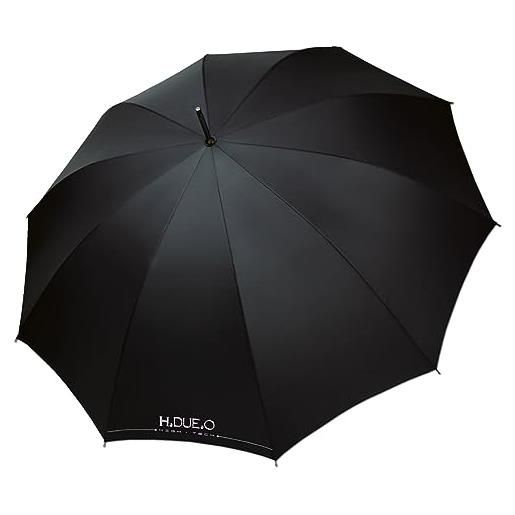 H.DUE.O high-tech ombrello grande da pioggia xxl cupola 122 cm. Ombrello uomo automatico antivento tecnologia avanzata materiali lunga durata [falcon] [nero]