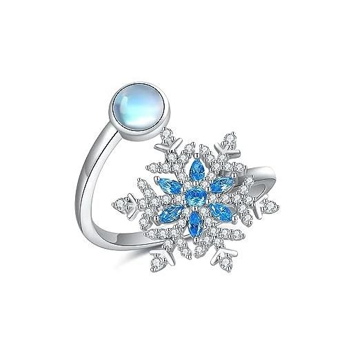 VENACOLY fiocco di neve anelli in argento sterling 925 fiocco di neve anelli regolabili regalo di natale per le donne, non conosciuto