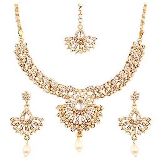 Touchstone collana da sposa gioielli in filigrana di cristalli bianchi glamour di hollywood per donna oro