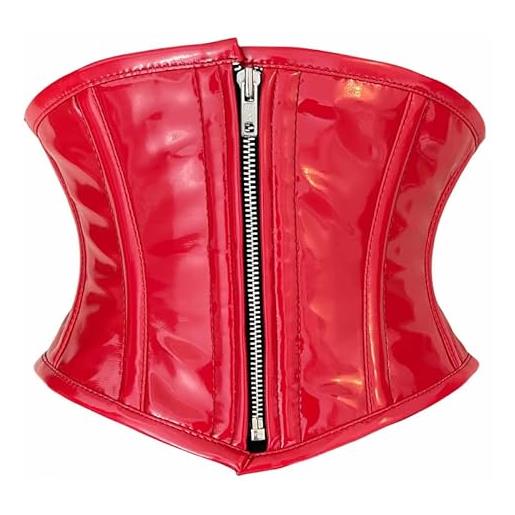 iiffii corsetto da donna in pvc, con chiusura lampo, colore nero, taglia 34 pollici (34, nero), colore: rosso, 36 große größen