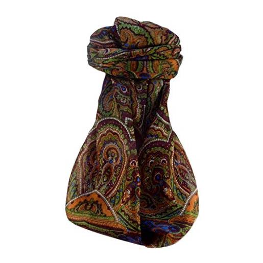 Pashmina & Silk tradizionale sciarpa quadrata di seta kiya maroon