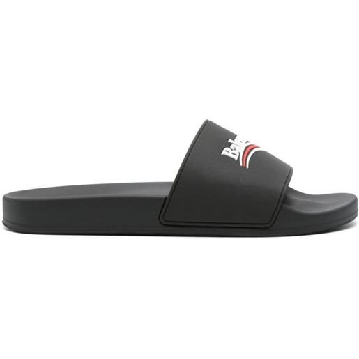 Balenciaga sandali slides con logo goffrato - nero