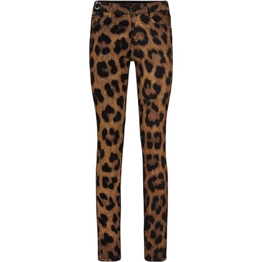 Philipp Plein jeans super skinny leopardati - marrone