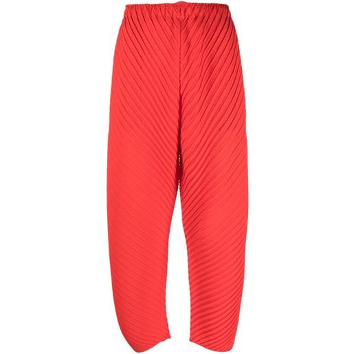 Issey Miyake pantaloni dritti plissettati - rosso