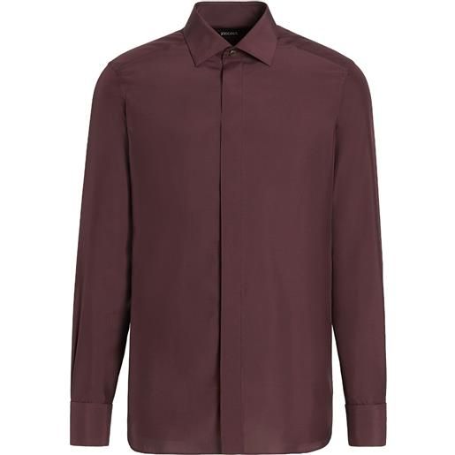 Zegna button-down silk shirt - rosso