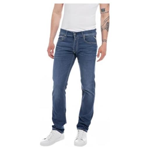 REPLAY grover x-lite plus, jeans uomo, 007 dark blue, 28w / 32l
