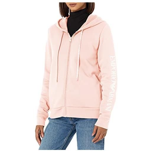 Emporio Armani felpa da donna iconic terry cappuccio, rosa cipria, xs