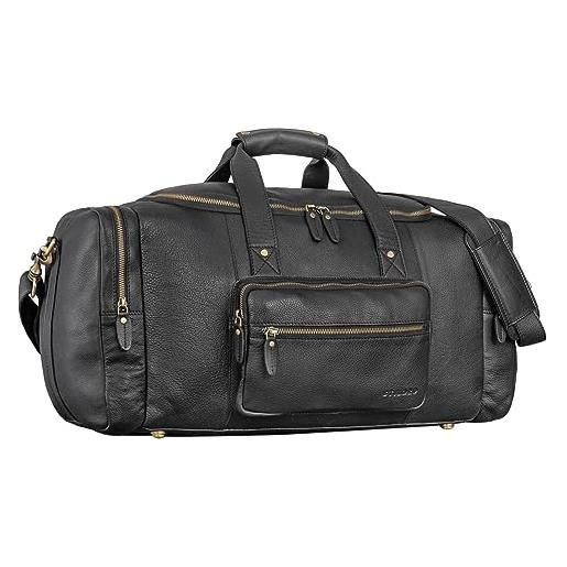 STILORD 'journey' borsone da viaggio di pelle borsa da viaggio borsone palestra uomo borsa weekend donna bagaglio a mano vintage, colore: nero