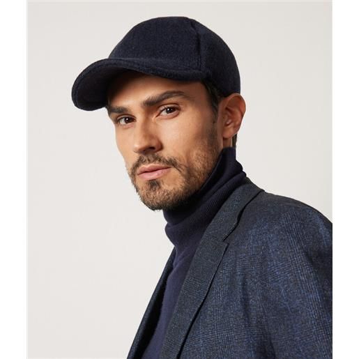 Falconeri cappello baseball in tessuto cashmere blu navy