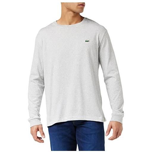 Lacoste th0123, t-shirt uomo, argent chine, s