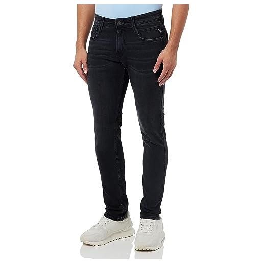 REPLAY jeans uomo anbass slim fit elasticizzati, grigio (dark grey 097), w36 x l32