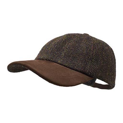 Borges & Scott berretto da baseball munro - 100% lana - harris tweed - visiera in nubuck - caffè marrone