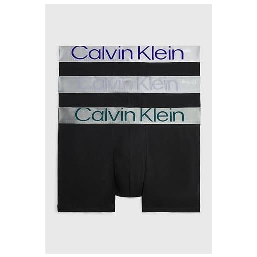 Calvin Klein men ckr steel cotton trunk 3pk - arctic ice, red clay, charcoal grey small multicolour