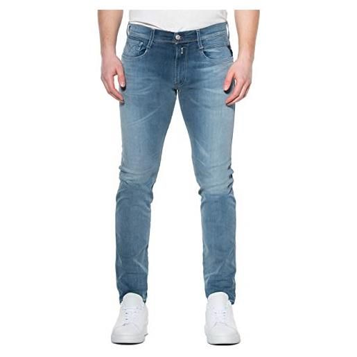 Replay jeans da uomo anbass slim-fit hyperflex bio con elasticità, blu (medium blue 009), 31w / 32l