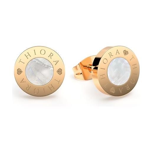 THIORA orecchini per donna - 'fiji pearl' | orecchini a perla | orecchini a lobo | acciaio inossidabile premium | perla di madreperla | circolare (oro)