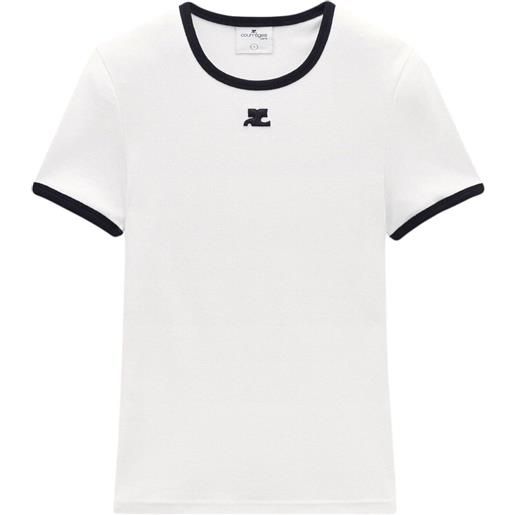 Courrèges t-shirt con bordo a contrasto - bianco