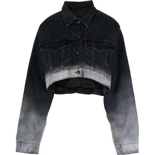 3x1 giacca denim crop con effetto sfumato - nero