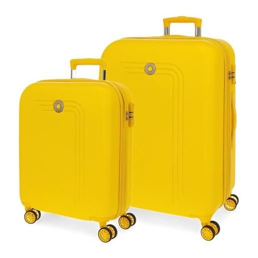 MOVOM riga set di valigie giallo 55/70 cm rigida abs chiusura a combinazione laterale 91l 6,32 kg 4 ruote doppie, giallo, taglia unica, set di valigie