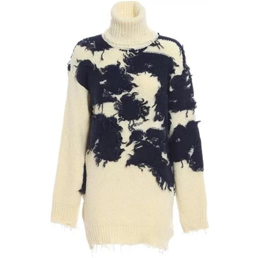 Off-white pullover in lana e seta