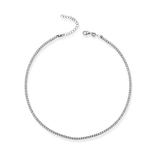 Donipreziosi collana tennis donna slim sottile in argento 925% stringi gola con pietre 2,5 mm